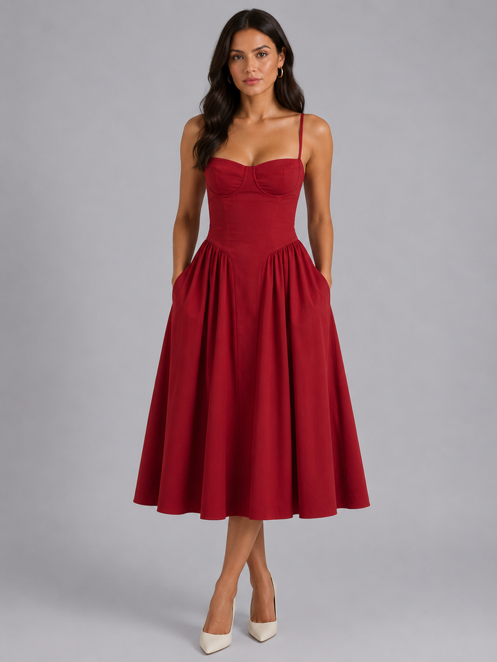 Sienna | Wedding Guest Corset Midi Dress