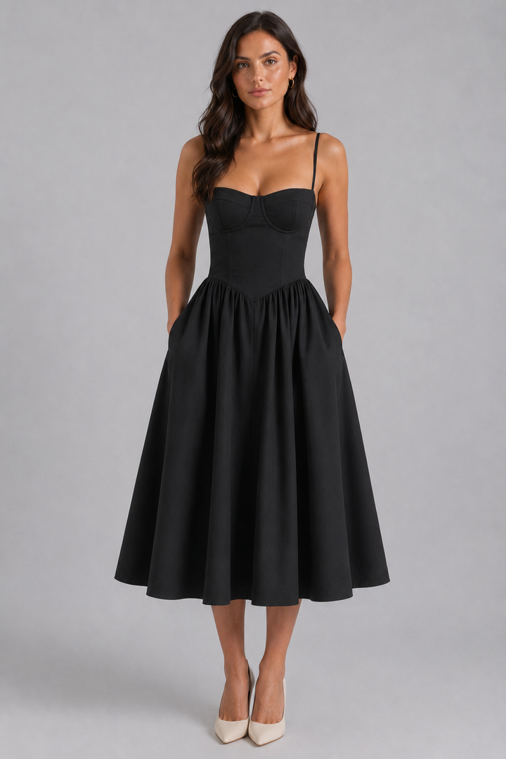 Sienna | Wedding Guest Corset Midi Dress
