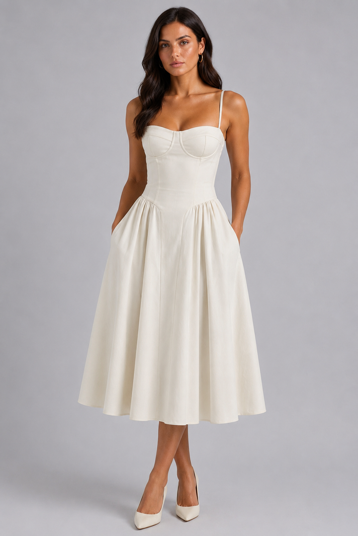 Sienna | Wedding Guest Corset Midi Dress