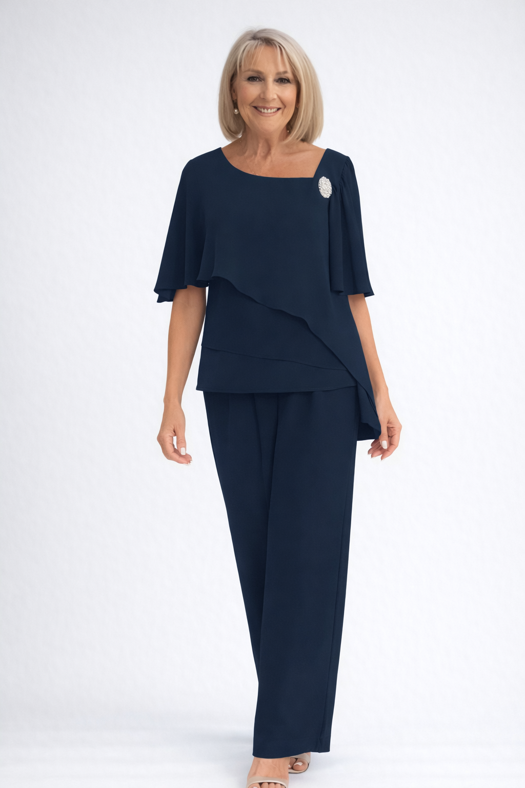 Amelia | Women Clothing Chiffon Cape Top Trouser Set