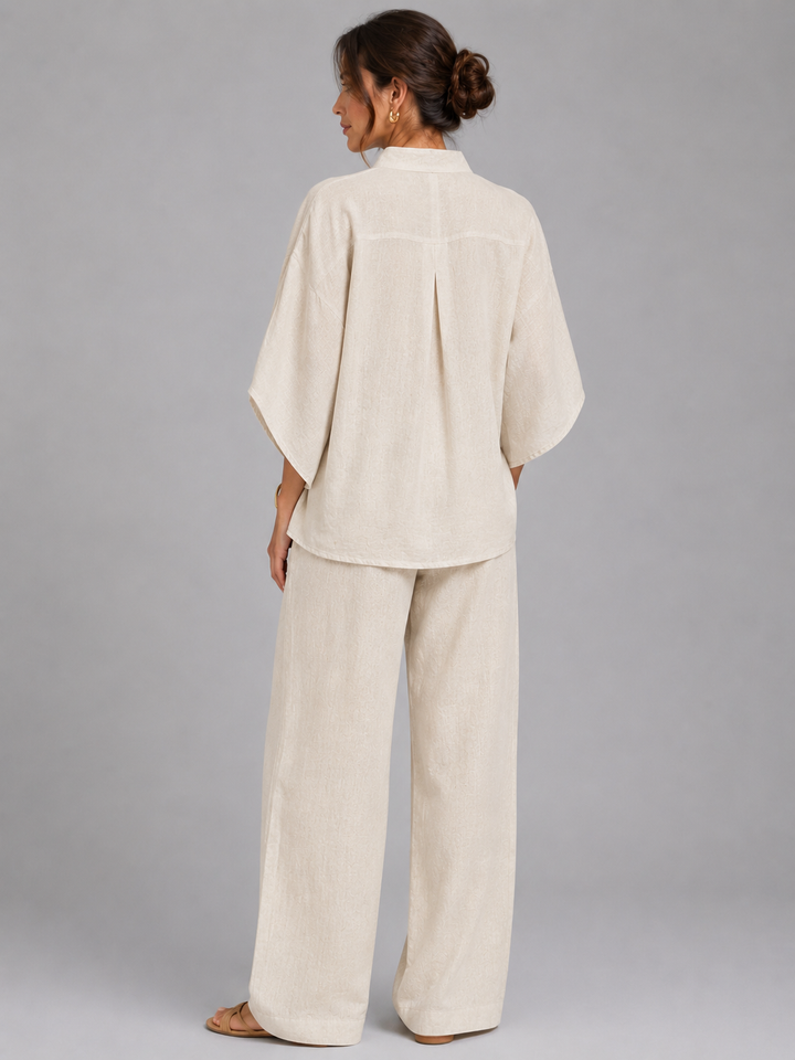 Clemmie | Women Clothing Linen Wide-Leg Trouser Set