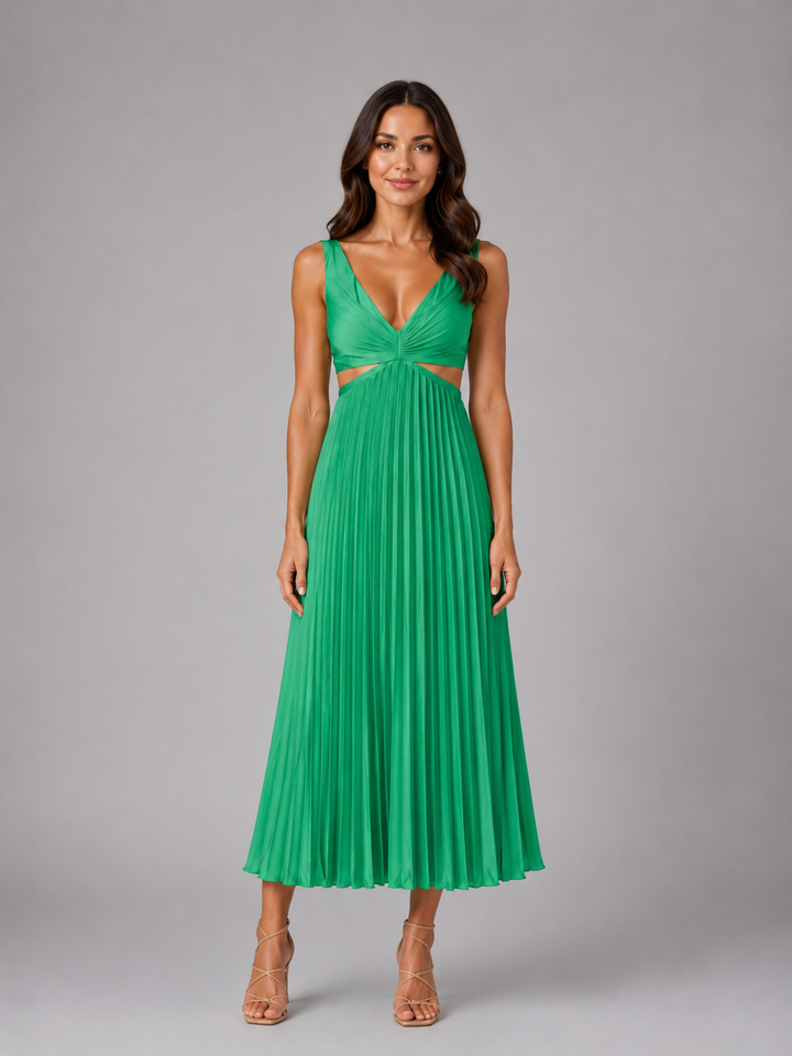 Matilda | Wedding Guest Pleated Cut-Out Midi Dress