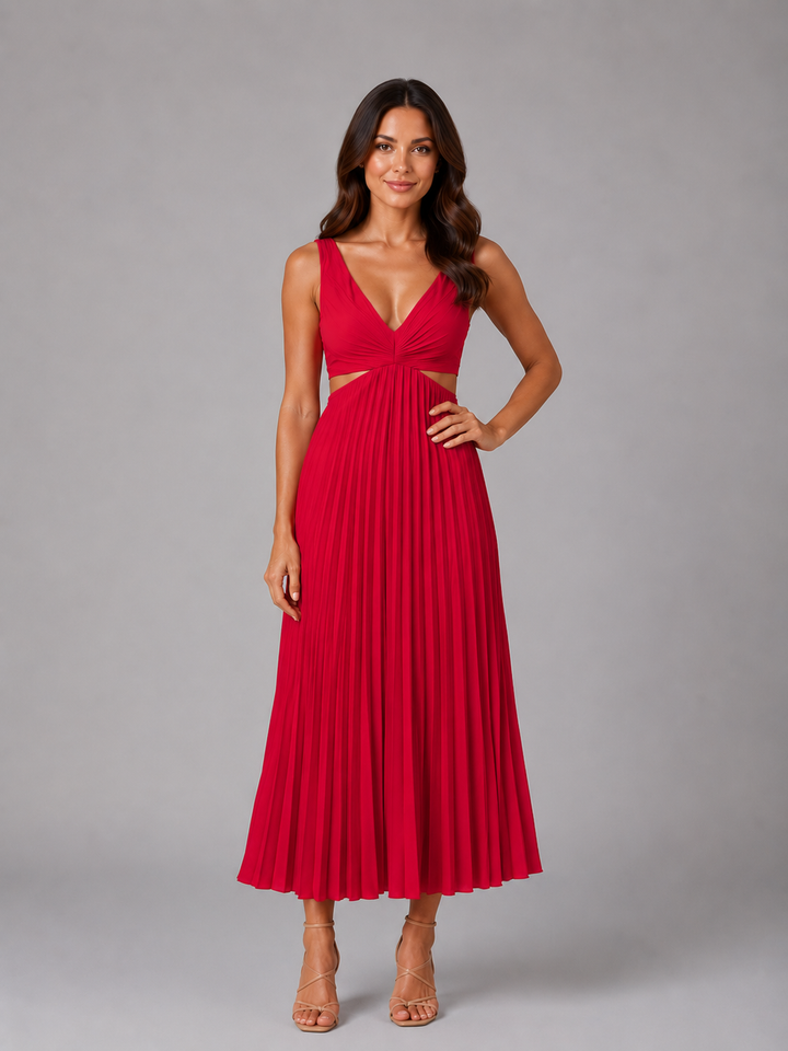 Matilda | Wedding Guest Pleated Cut-Out Midi Dress