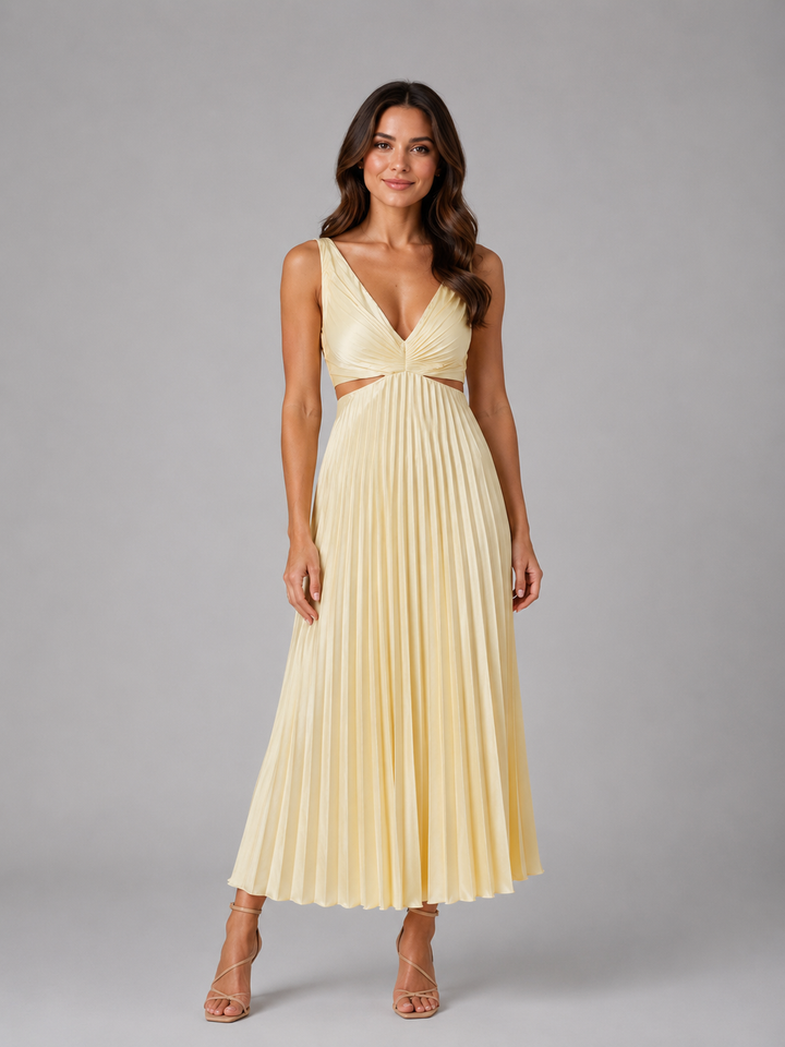 Matilda | Wedding Guest Pleated Cut-Out Midi Dress