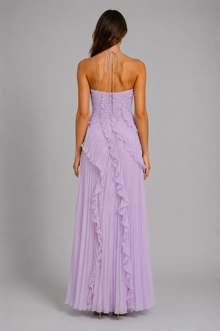 Arabella | Wedding Guest Pleated Ruffle Maxi Dress