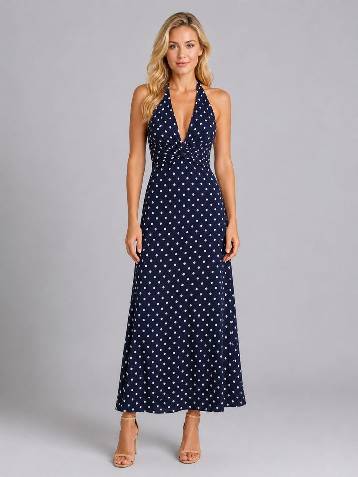Florence | Polka Dot Halter Maxi Dress Women