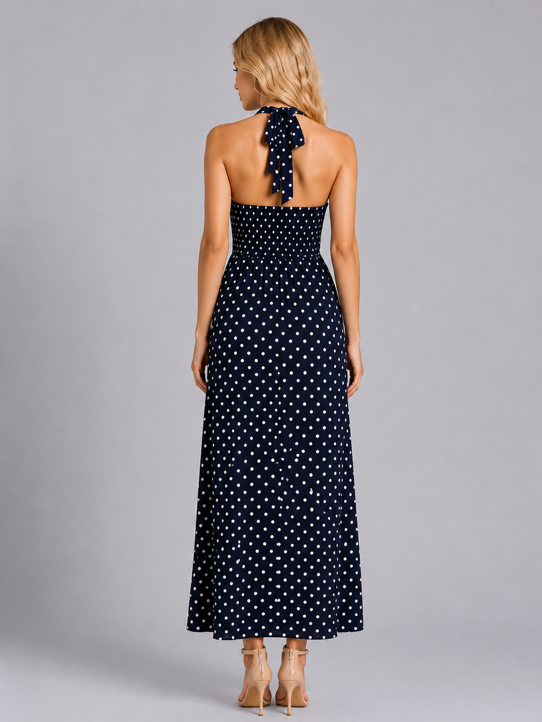 Florence | Polka Dot Halter Maxi Dress Women