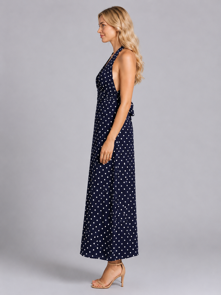 Florence | Polka Dot Halter Maxi Dress Women