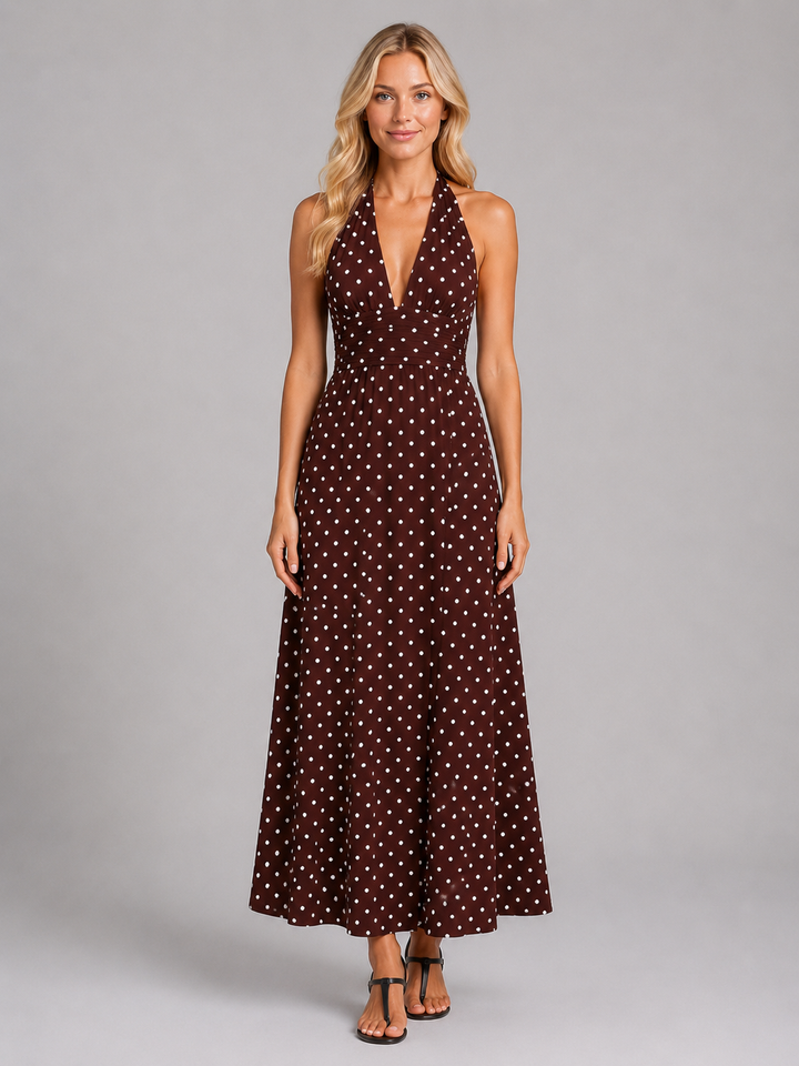 Florence | Polka Dot Halter Maxi Dress Women