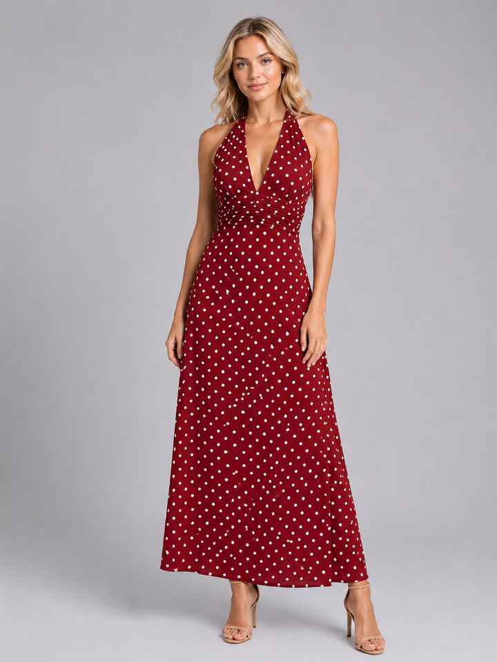 Florence | Polka Dot Halter Maxi Dress Women