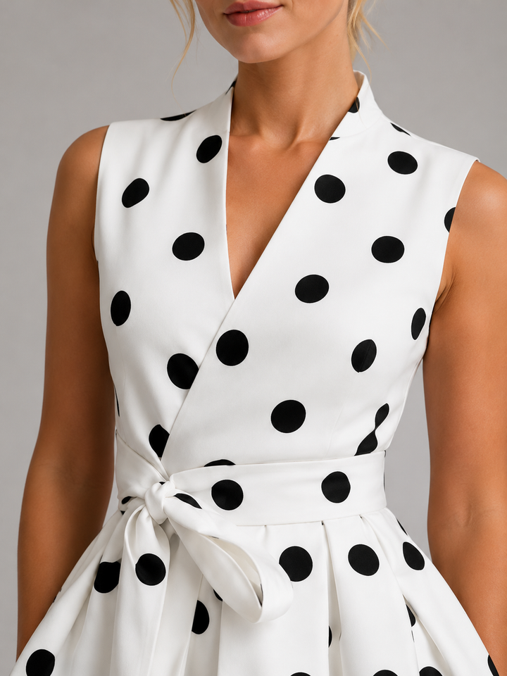 Poppy | Wedding Guest Polka Dot Midi Wrap Dress