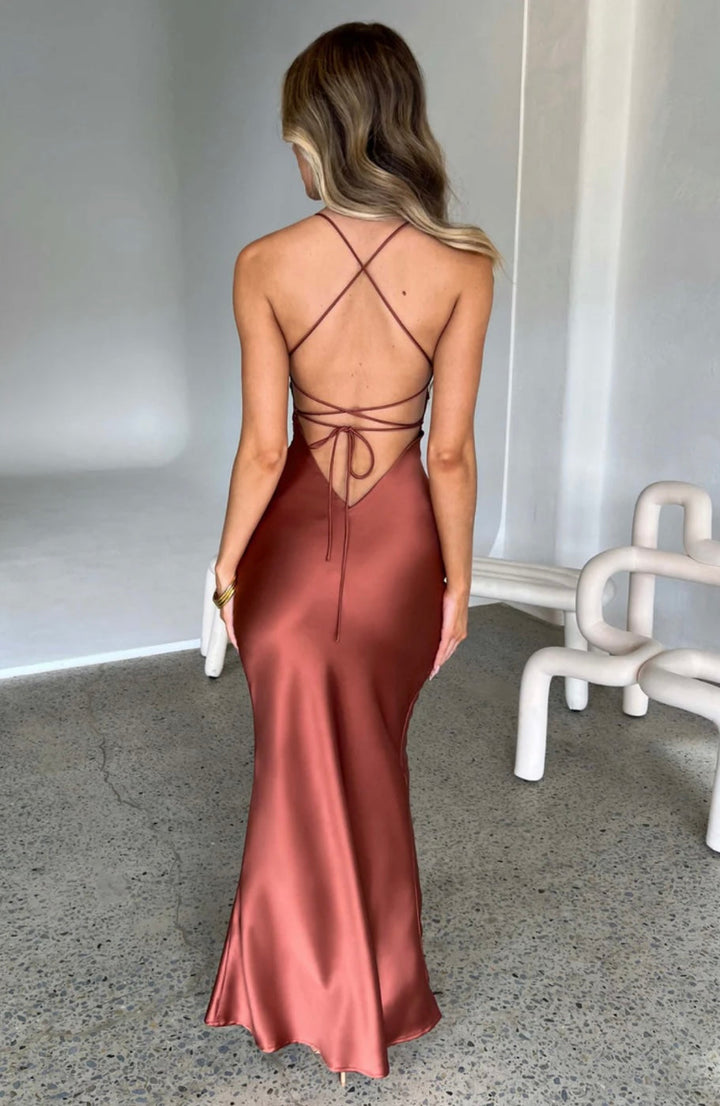 Verity | Satin Maxi Bridesmaid Wedding Guest Dress