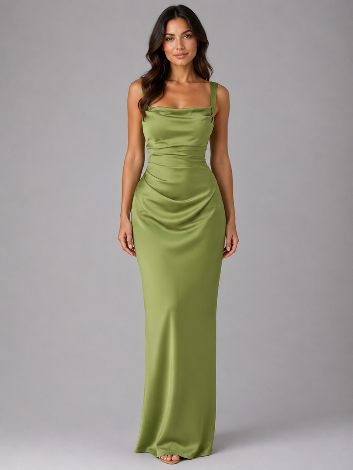 Harriet | Wedding Guest Bridesmaid Satin Maxi Dress