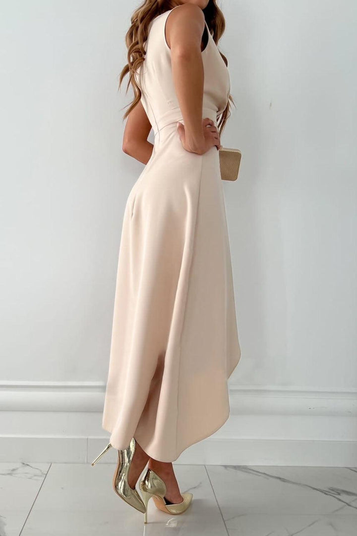 Olivia | Wedding Guest Asymmetric Ruffle Midi Dress