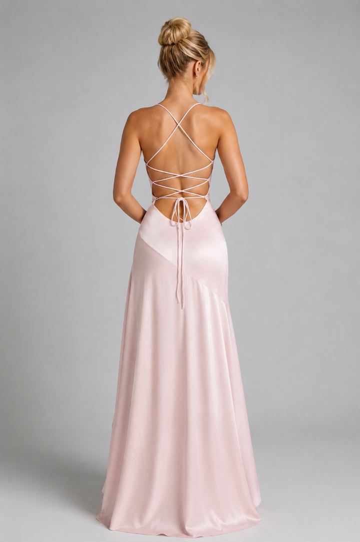 Ivy | Wedding Guest Satin High-Low Maxi Dress