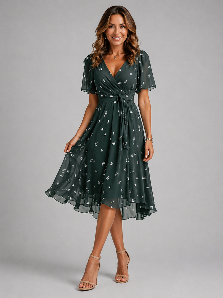 Arabella | Wedding Guest Midi Wrap Dress