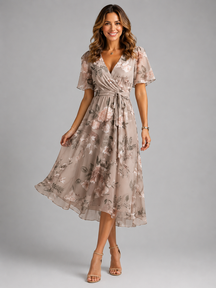 Arabella | Wedding Guest Midi Wrap Dress