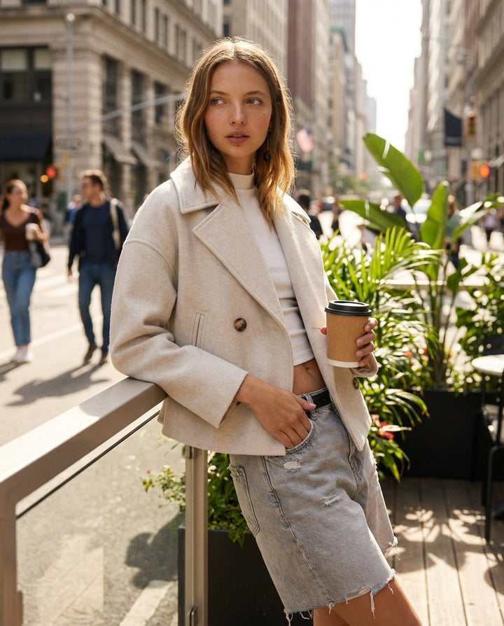 Alice | Womens Cropped Double-Breasted Coat