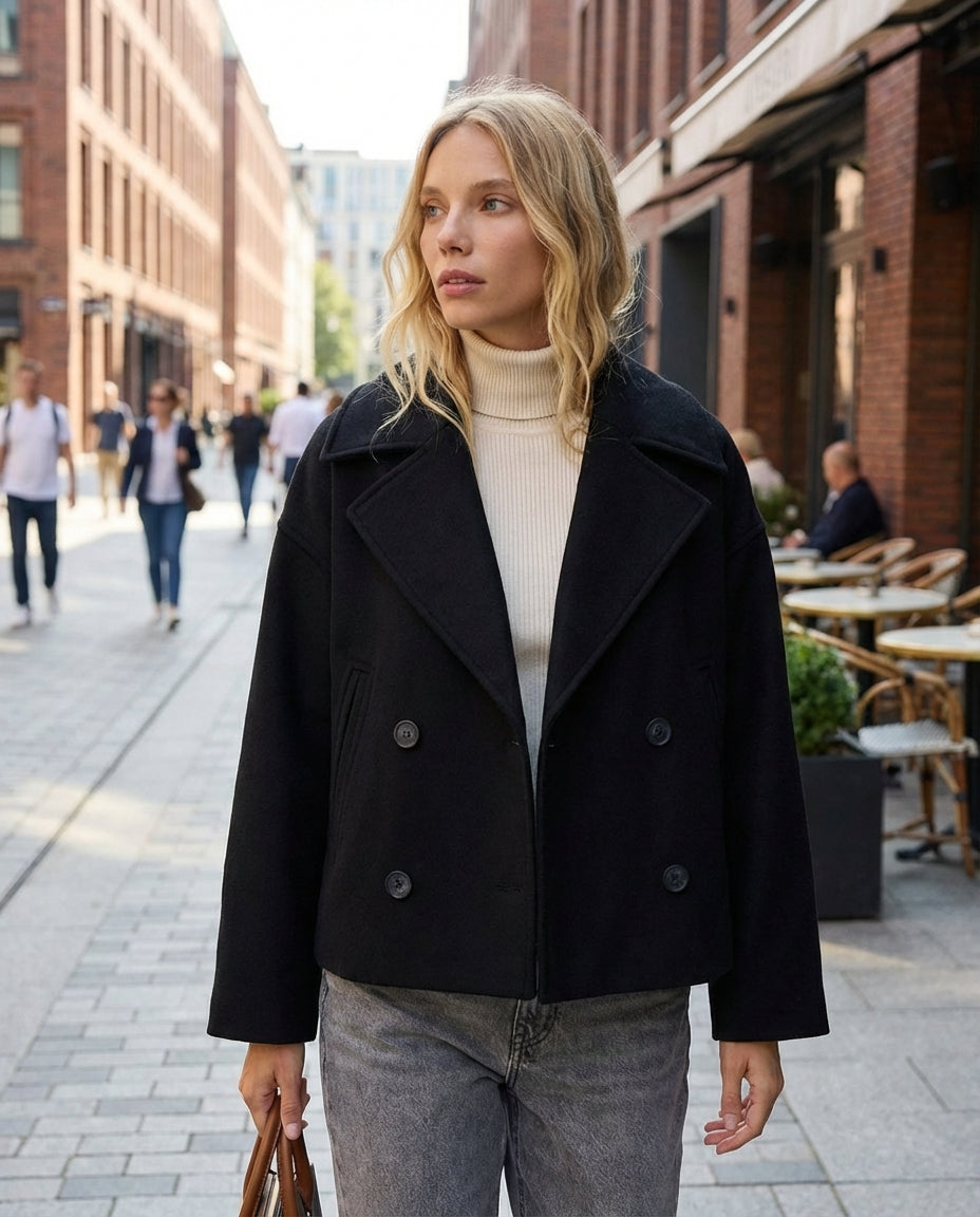 Alice | Womens Cropped Double-Breasted Coat