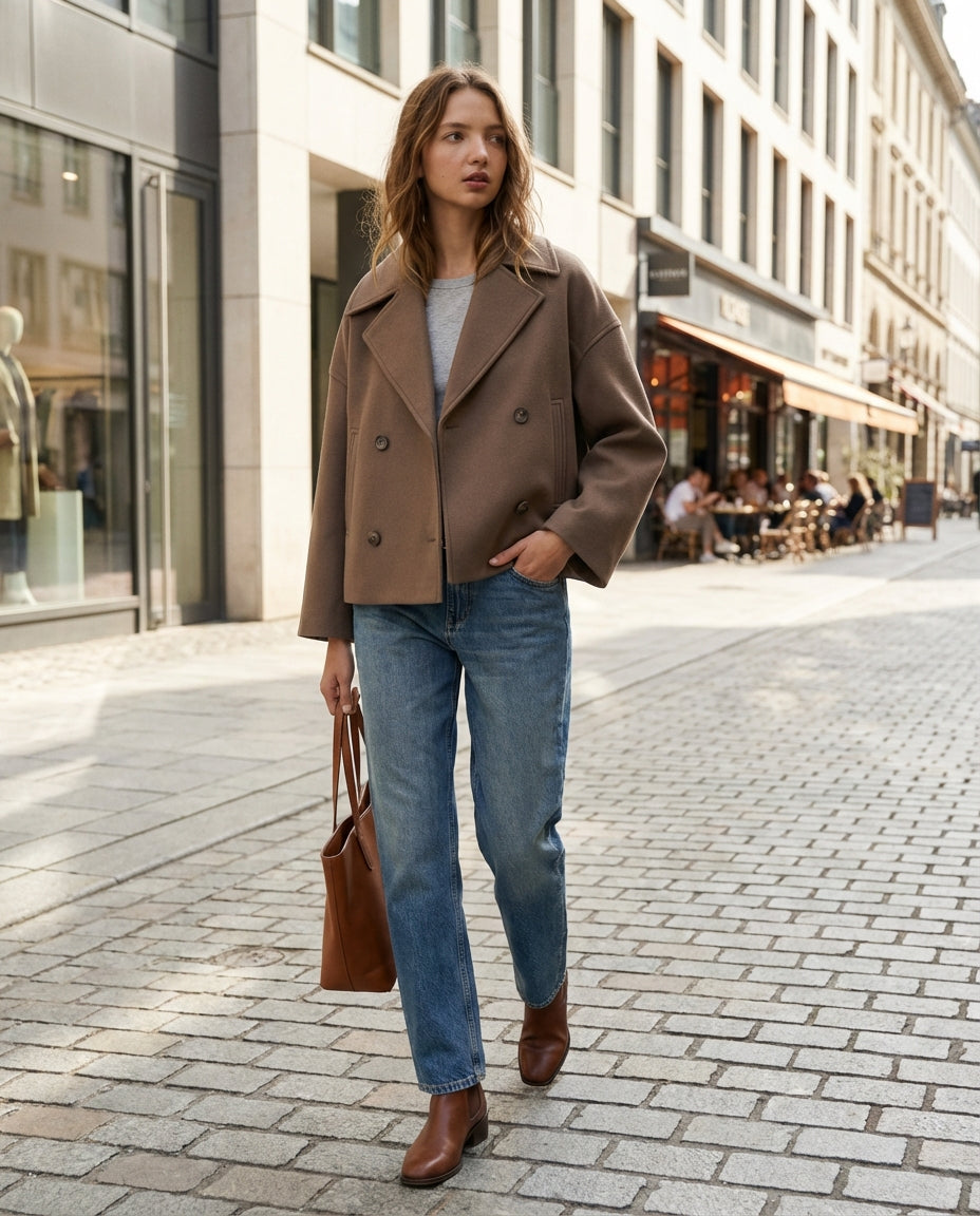 Alice | Womens Cropped Double-Breasted Coat