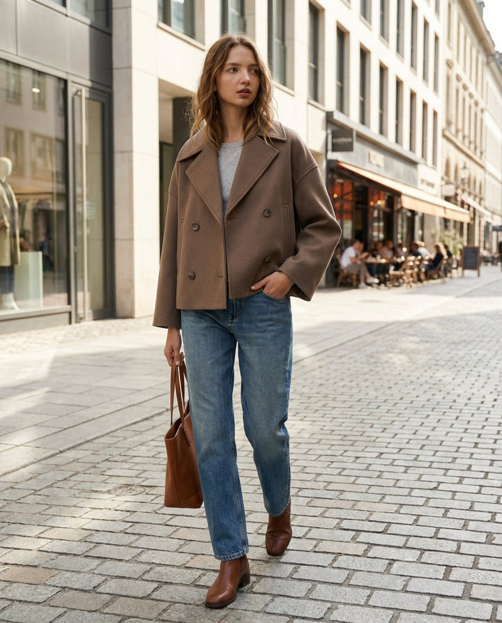 Alice | Womens Cropped Double-Breasted Coat