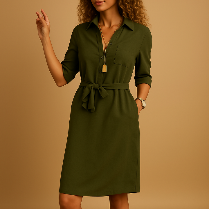 Arabella | Dress Women Belted Shirt Knee