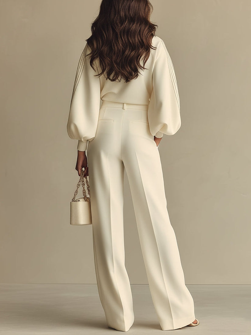 Rosie | Women Clothing Balloon Sleeve Wide-Leg Trouser Set