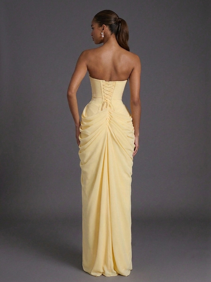 Matilda | Wedding Guest Ruched Maxi Dress with Slit