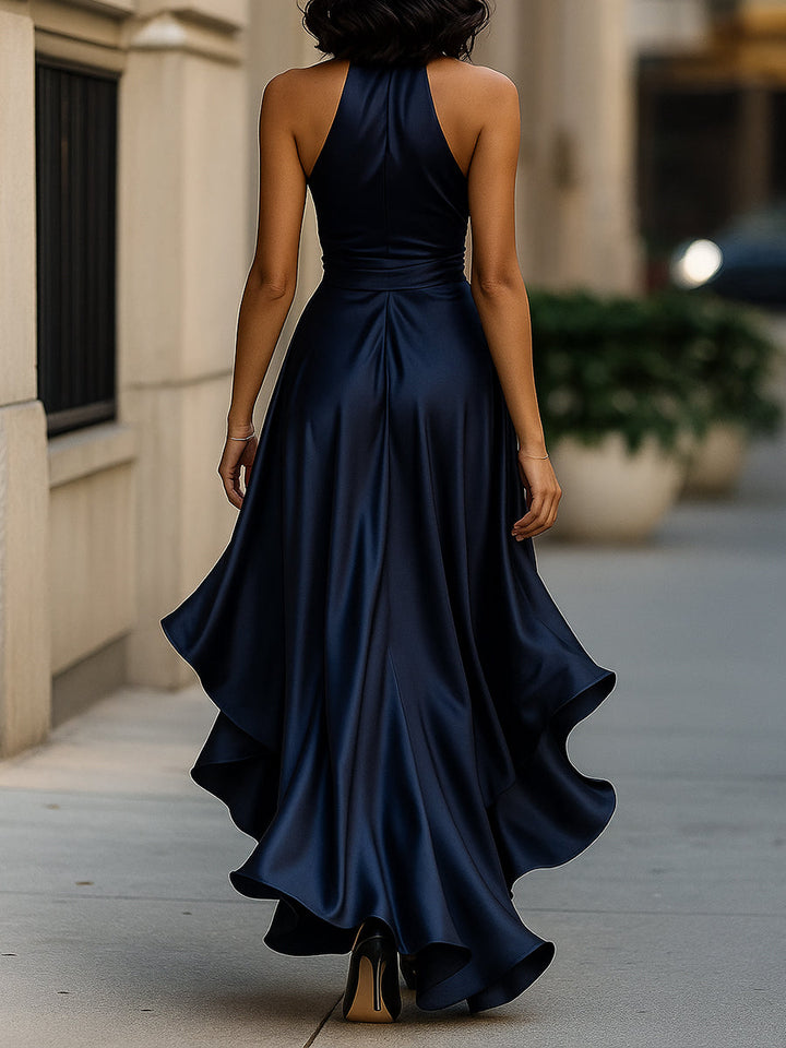 Georgia | Wedding Guest Satin Halter Maxi Dress
