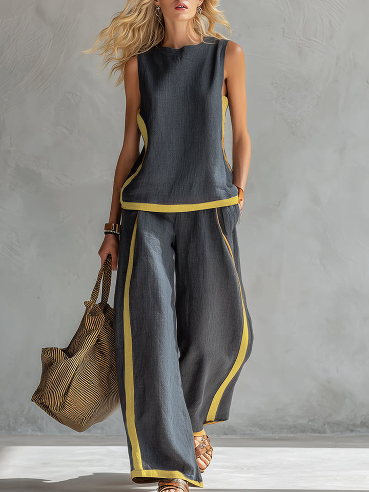 Maisie | Women Clothing Linen Wide-Leg Two-Piece Set