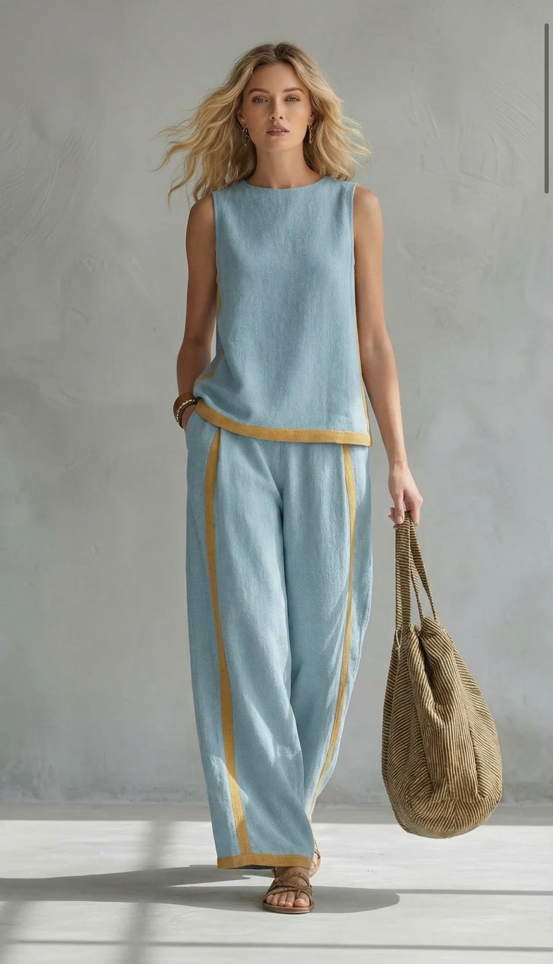 Maisie | Women Clothing Linen Wide-Leg Two-Piece Set