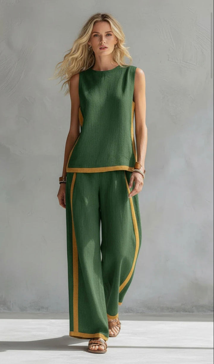 Maisie | Women Clothing Linen Wide-Leg Two-Piece Set
