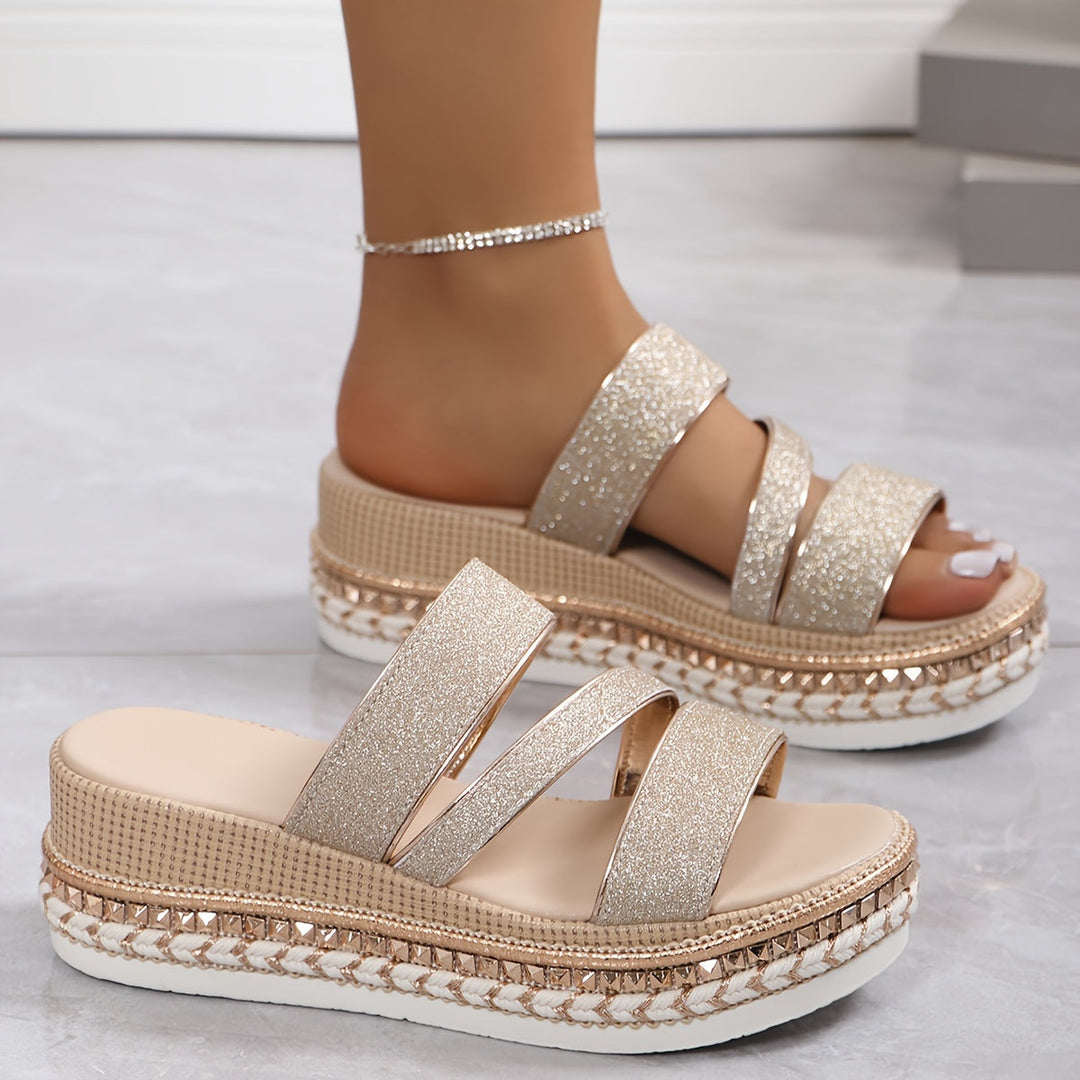 Lottie | Glitter Strap Women Platform Sandals