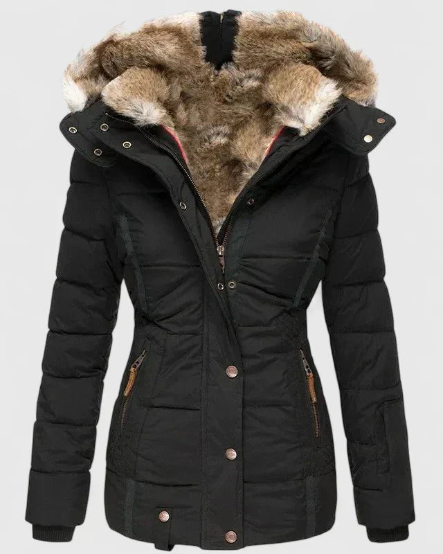 Tamsin | Ladies Puffer Jacket with Faux Fur Hood