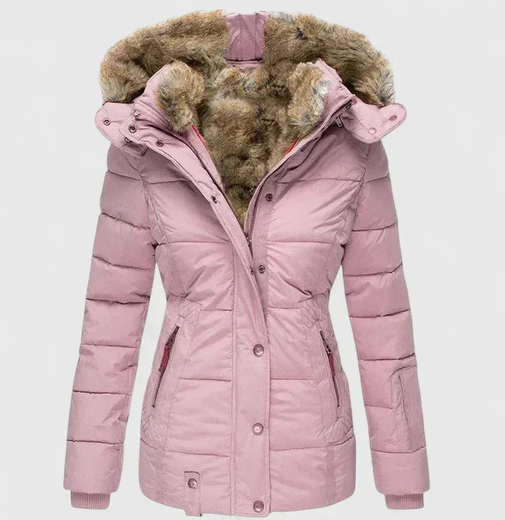 Tamsin | Ladies Puffer Jacket with Faux Fur Hood