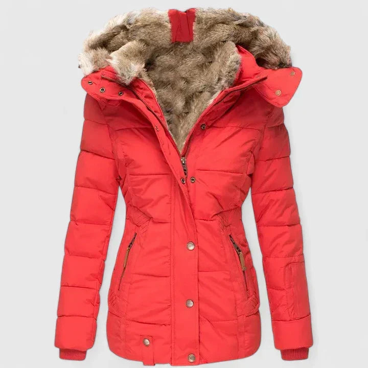 Tamsin | Ladies Puffer Jacket with Faux Fur Hood