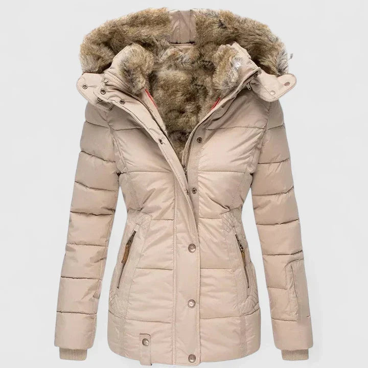 Tamsin | Ladies Puffer Jacket with Faux Fur Hood