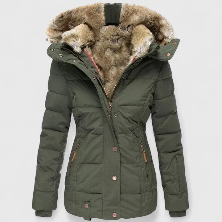 Tamsin | Ladies Puffer Jacket with Faux Fur Hood