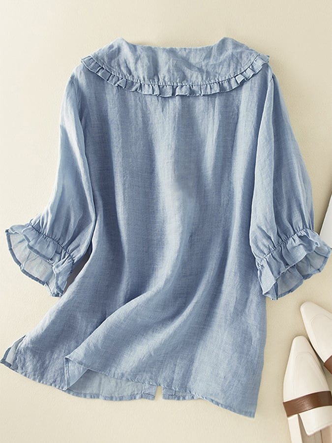 Nancy | Women Clothing Ruffle Collar Button Blouse
