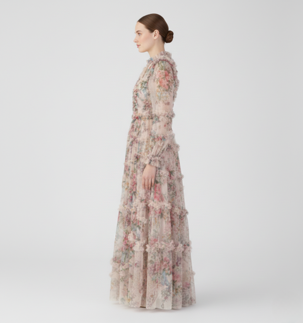 Rosie | Wedding Guest Floral Ruffle Maxi Dress