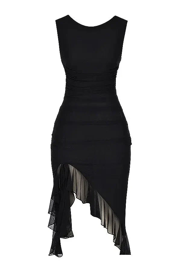 Poppy | Ruched Mesh Midi Dress for Women