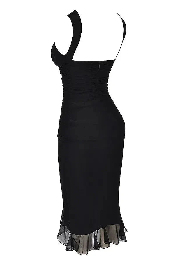 Poppy | Ruched Mesh Midi Dress for Women