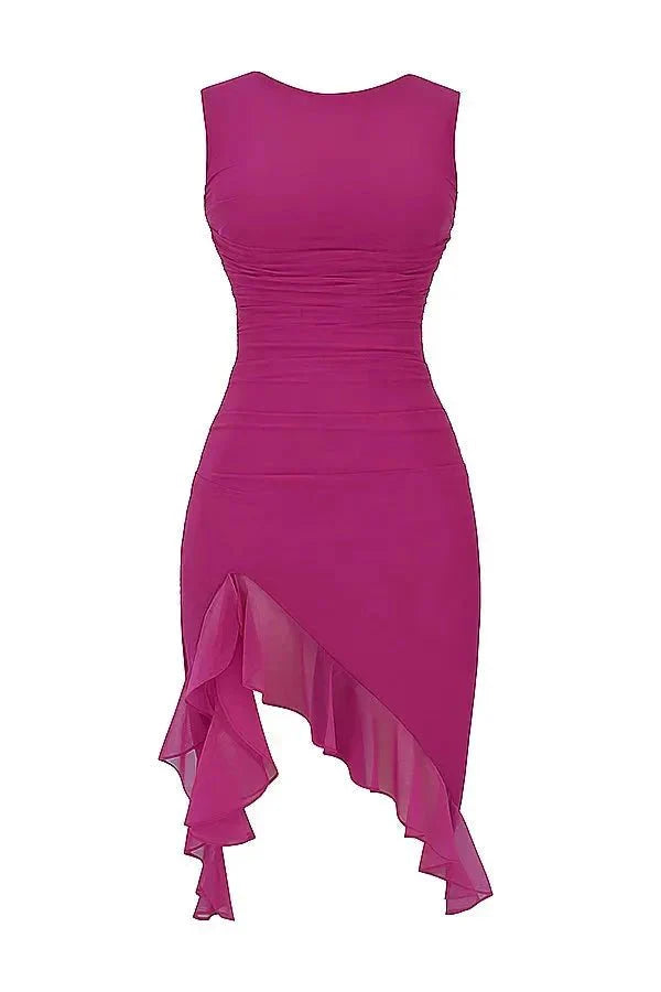 Poppy | Ruched Mesh Midi Dress for Women