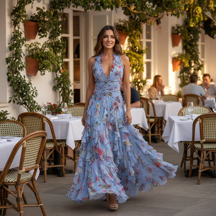 Isla | Wedding Guest Ruffle Maxi Dress
