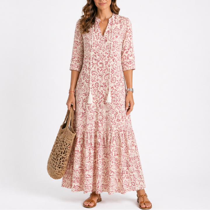 Maisie | Ikat Print Tiered Maxi Dress Women