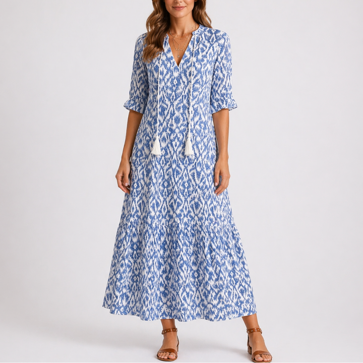 Maisie | Ikat Print Tiered Maxi Dress Women