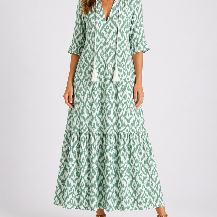 Maisie | Ikat Print Tiered Maxi Dress Women