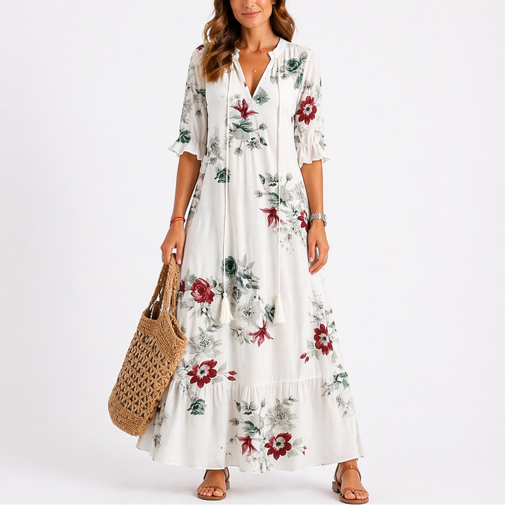 Maisie | Ikat Print Tiered Maxi Dress Women