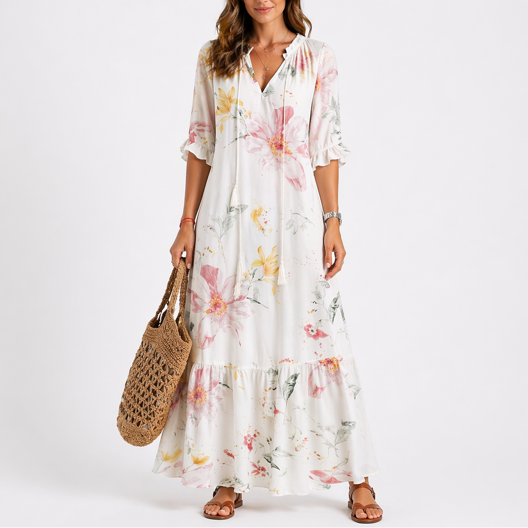 Maisie | Ikat Print Tiered Maxi Dress Women