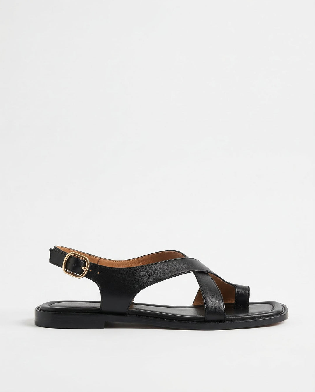 Phoebe | Crossover Strap Flat Leather Sandals